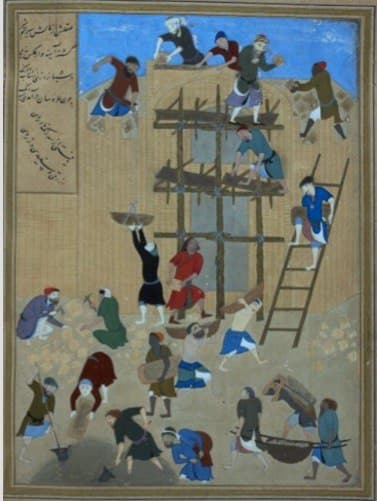 miniature persane de Maître Kamalledin Behzad intitulé « Bataille de la terre et du palais »